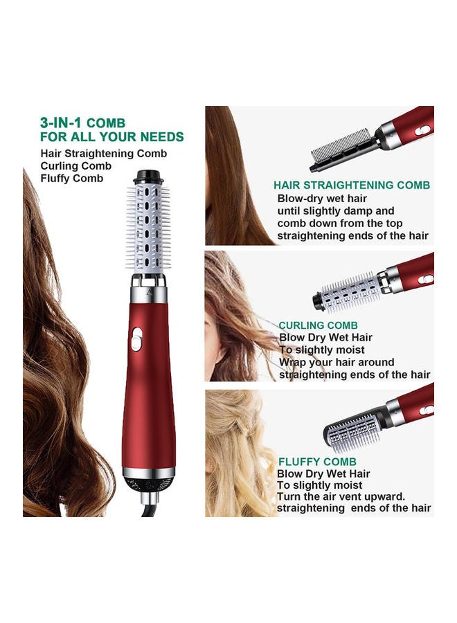 3 In 1 Electric Hair Dryer Rotating Brush Red 22x4cm - Image 3